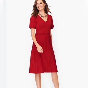 Talbots fit and flare knit dress red S